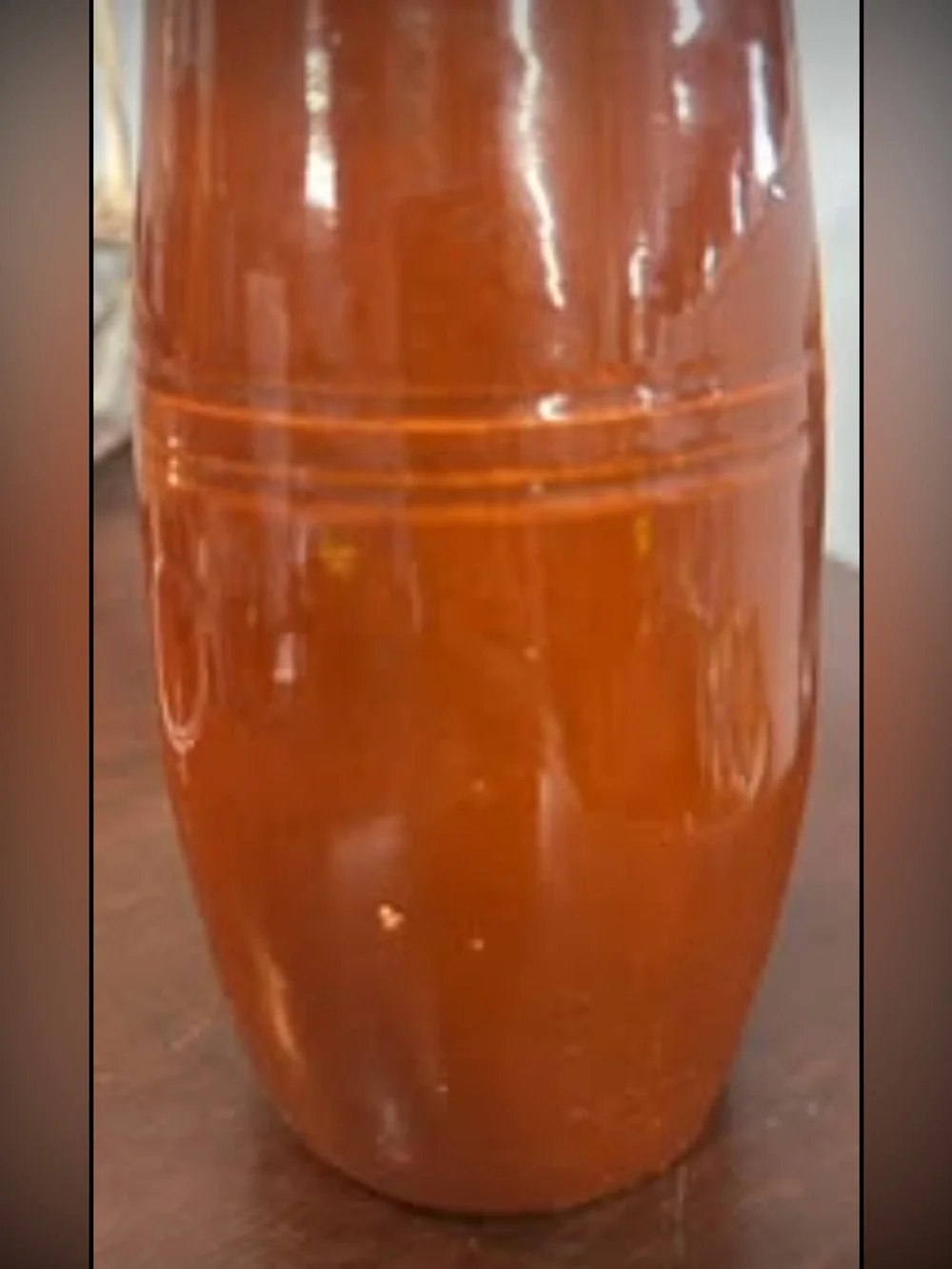 Vintage Rust Brown Ceramic Decorative Bottle Vase - Home Accents